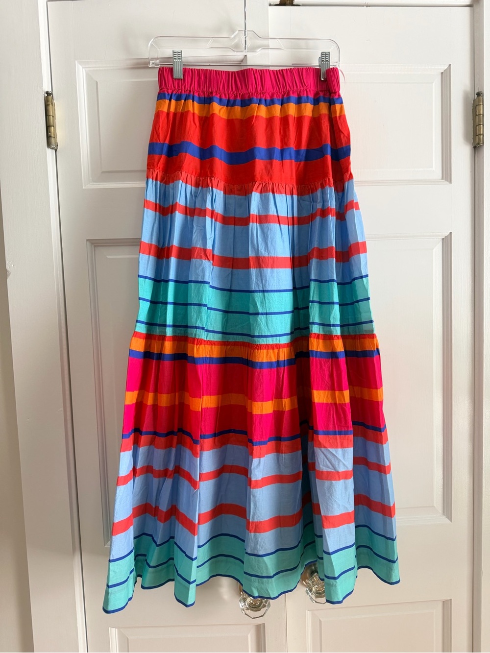 Southern Tide Juliet Calypso Cay Stripe Maxi Skirt Pink Elastic Waist Resort S